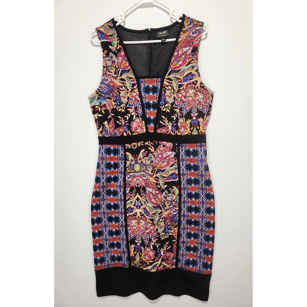 Nicole Miller Women's Classy Dressy Multicolor Pencil Dress Size L